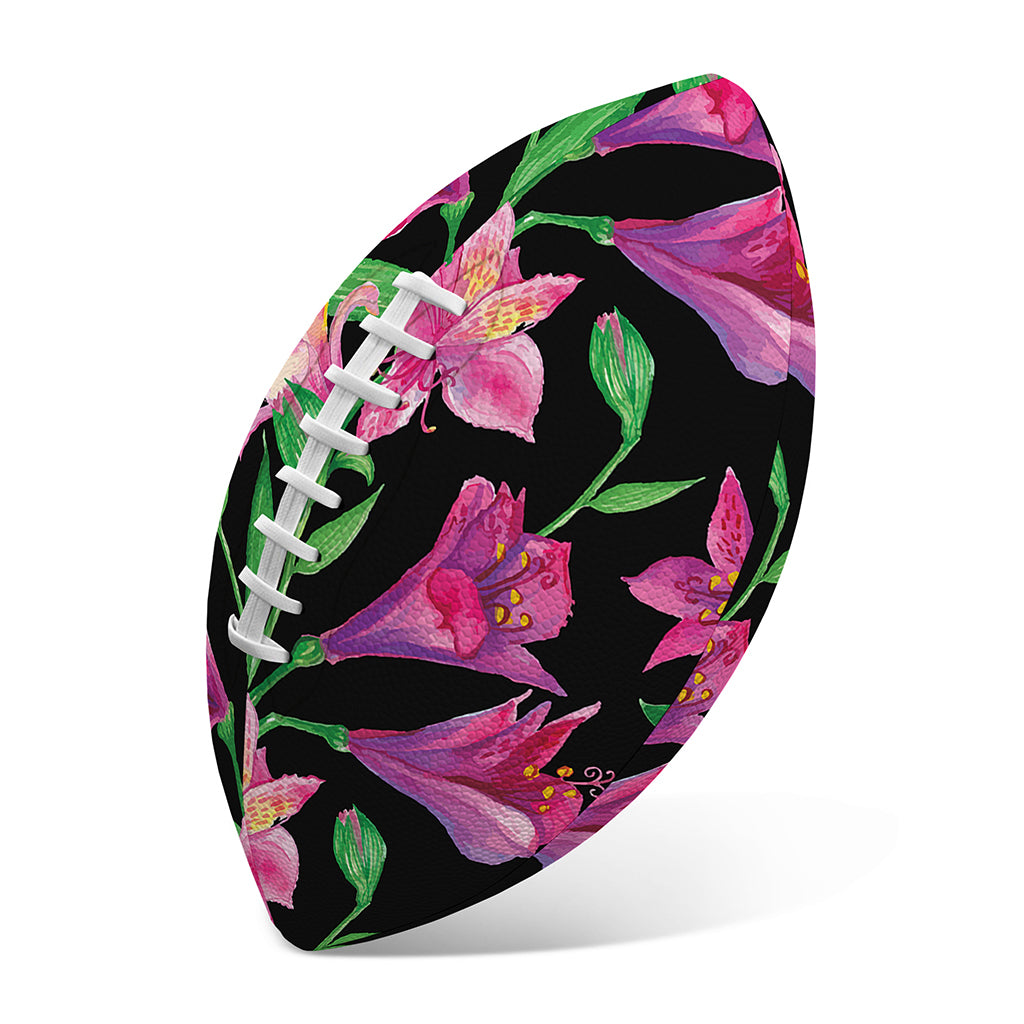 Purple Alstroemeria Pattern Print Rugby Ball