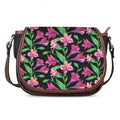 Purple Alstroemeria Pattern Print Saddle Bag