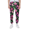 Purple Alstroemeria Pattern Print Joggers