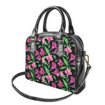 Purple Alstroemeria Pattern Print Shoulder Handbag