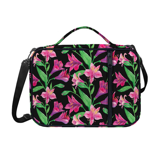 Purple Alstroemeria Pattern Print Shoulder Strap Bible Bag
