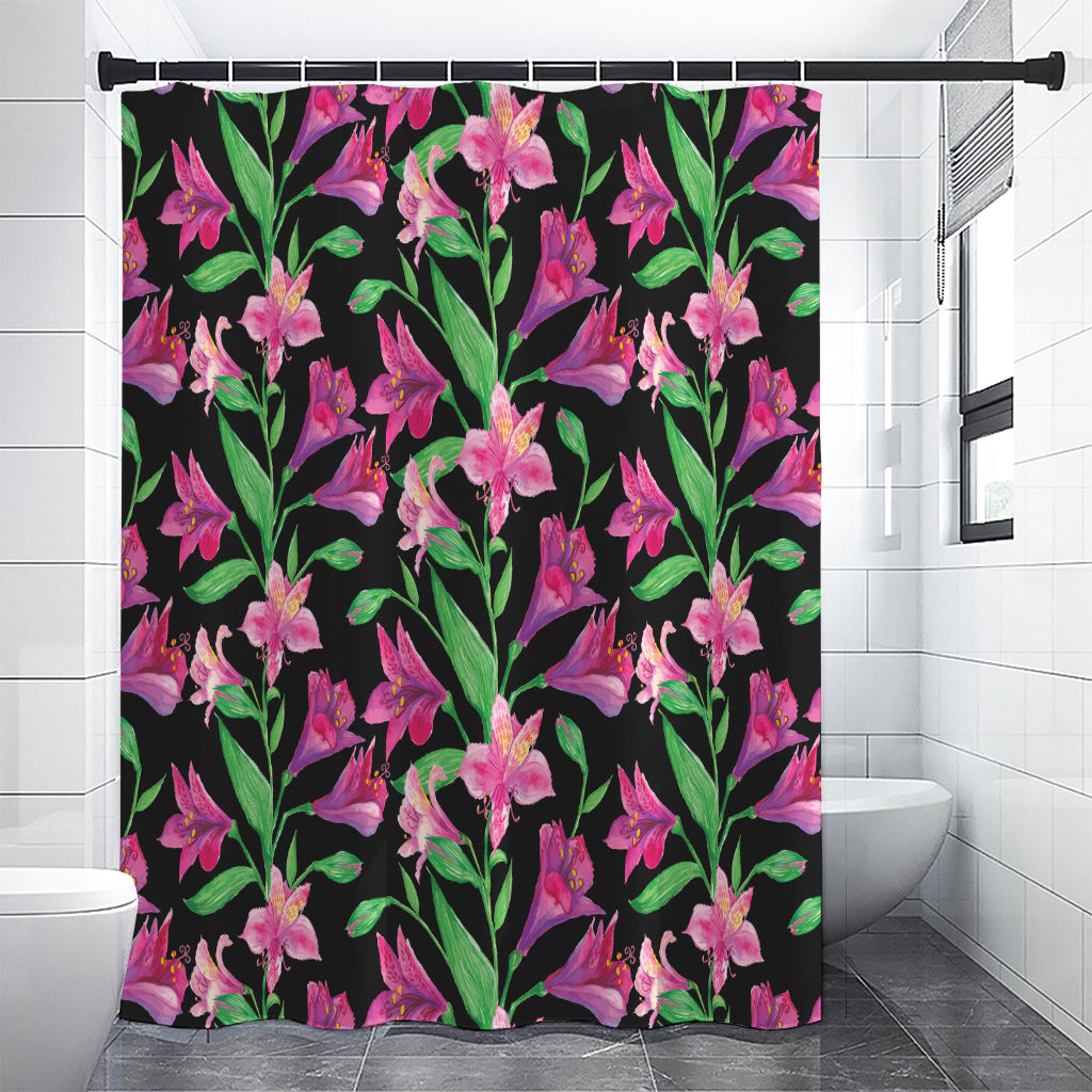 Purple Alstroemeria Pattern Print Shower Curtain