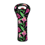 Purple Alstroemeria Pattern Print Single Neoprene Wine Tote