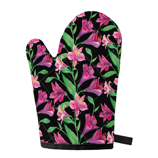 Purple Alstroemeria Pattern Print Single Oven Mitt
