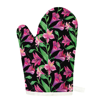 Purple Alstroemeria Pattern Print Single Oven Mitt