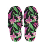 Purple Alstroemeria Pattern Print Slippers