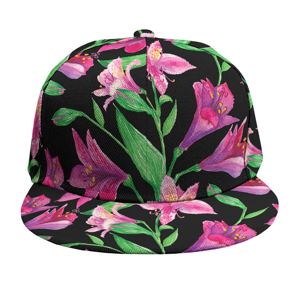 Purple Alstroemeria Pattern Print Snapback Cap