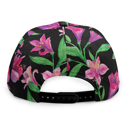 Purple Alstroemeria Pattern Print Snapback Cap