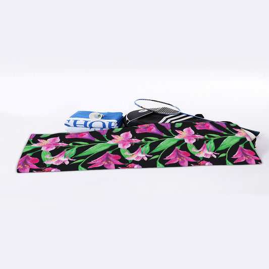 Purple Alstroemeria Pattern Print Sports Towel