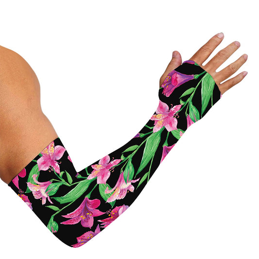 Purple Alstroemeria Pattern Print Sun Protection Arm Sleeves