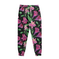 Purple Alstroemeria Pattern Print Sweatpants