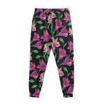 Purple Alstroemeria Pattern Print Sweatpants