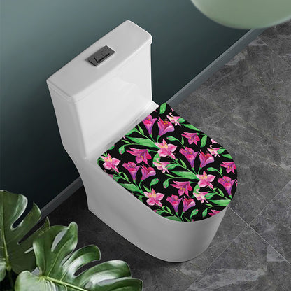 Purple Alstroemeria Pattern Print Toilet Lid Cover