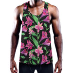 Purple Alstroemeria Pattern Print Training Tank Top