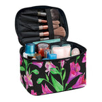 Purple Alstroemeria Pattern Print Travel Makeup Bag