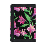Purple Alstroemeria Pattern Print Trifold Wallet