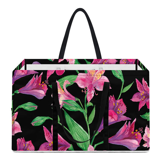 Purple Alstroemeria Pattern Print Utility Tote Bag