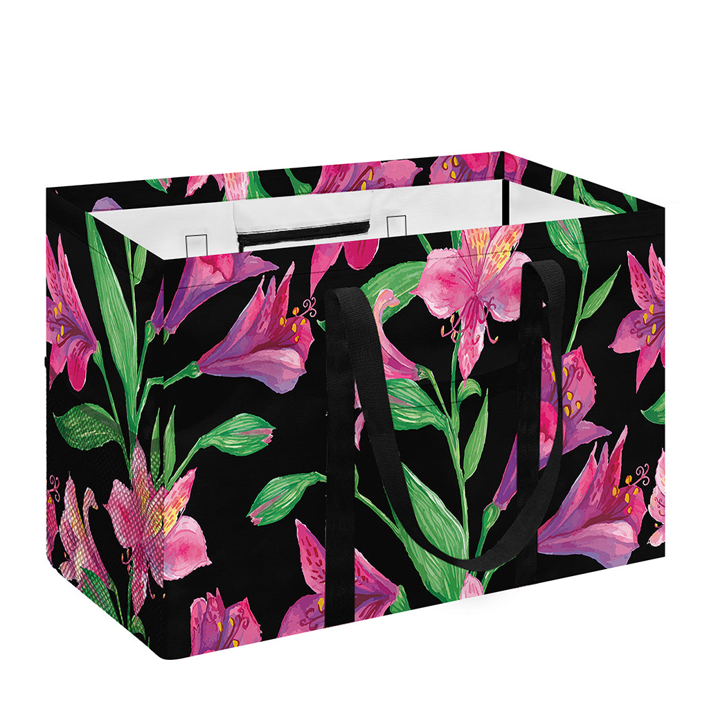 Purple Alstroemeria Pattern Print Utility Tote Bag