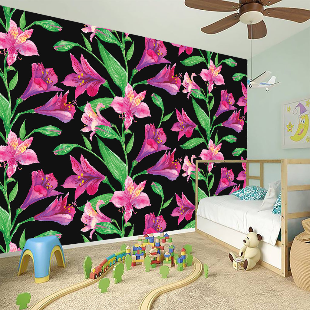 Purple Alstroemeria Pattern Print Wall Sticker