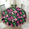 Purple Alstroemeria Pattern Print Waterproof Round Tablecloth