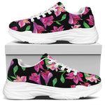 Purple Alstroemeria Pattern Print White Chunky Shoes