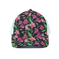 Purple Alstroemeria Pattern Print White Mesh Trucker Hat