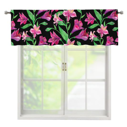 Purple Alstroemeria Pattern Print Window Valance