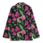 Purple Alstroemeria Pattern Print Women's Blazer