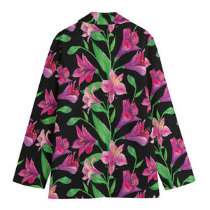 Purple Alstroemeria Pattern Print Women's Blazer