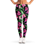 Purple Alstroemeria Pattern Print Women's Leggings