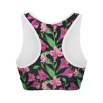 Purple Alstroemeria Pattern Print Women's Sports Bra