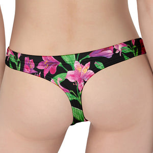 Purple Alstroemeria Pattern Print Women's Thong