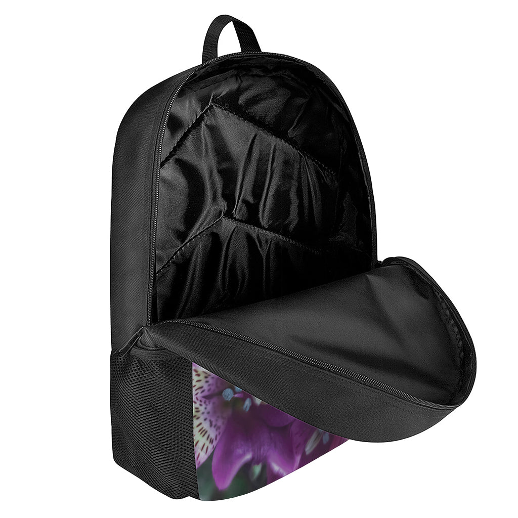Purple Alstroemeria Print 17 Inch Backpack