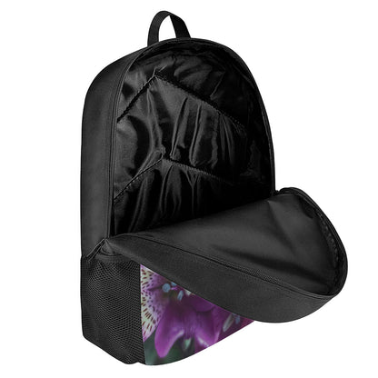 Purple Alstroemeria Print 17 Inch Backpack