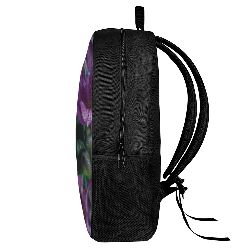 Purple Alstroemeria Print 17 Inch Backpack