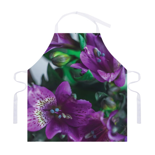 Purple Alstroemeria Print Adjustable Apron