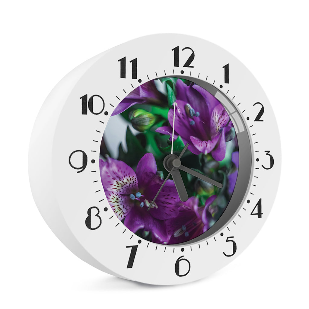 Purple Alstroemeria Print Alarm Clock