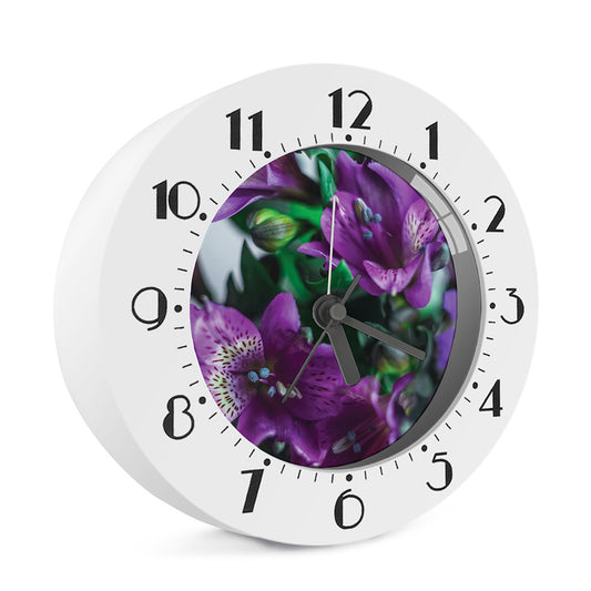 Purple Alstroemeria Print Alarm Clock