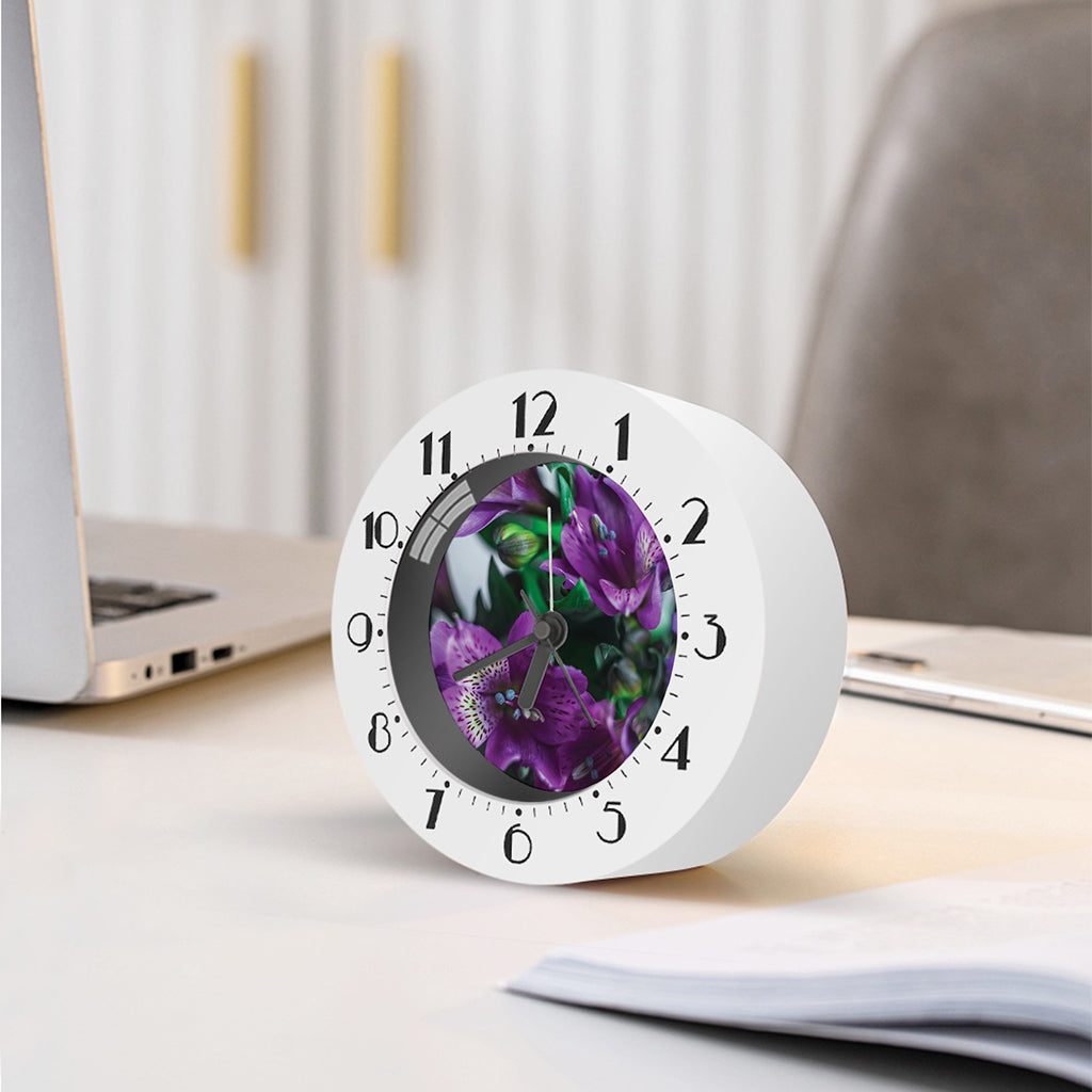 Purple Alstroemeria Print Alarm Clock