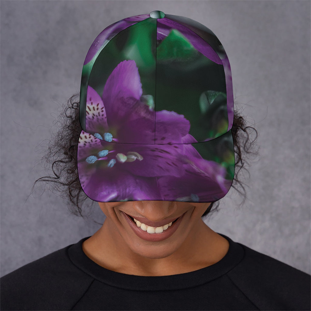 Purple Alstroemeria Print Baseball Cap