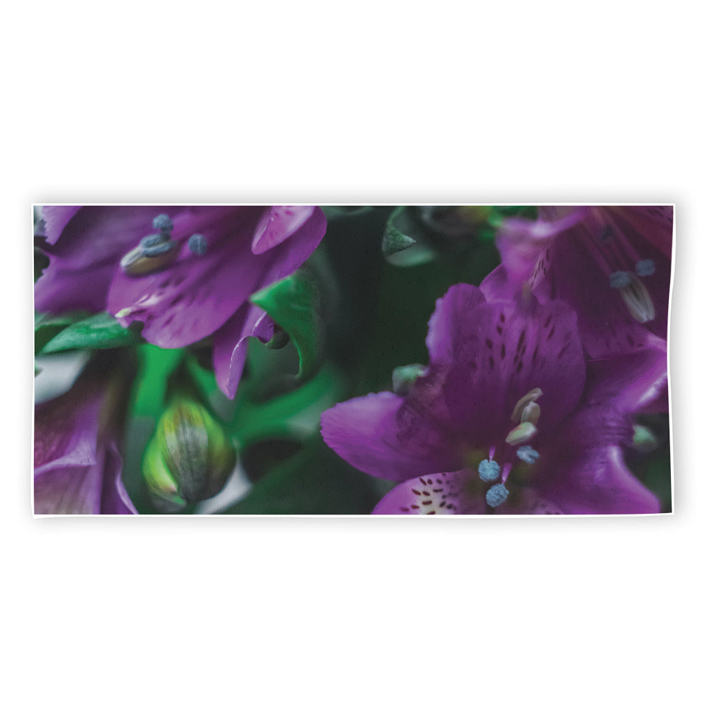 Purple Alstroemeria Print Beach Towel