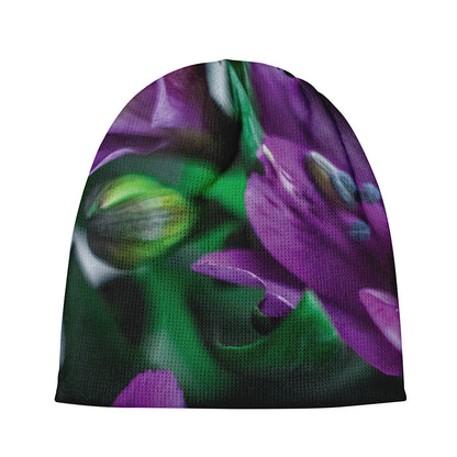 Purple Alstroemeria Print Beanie