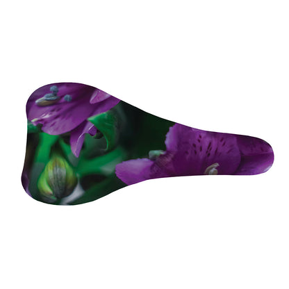 Purple Alstroemeria Print Bicycle Seat Cover