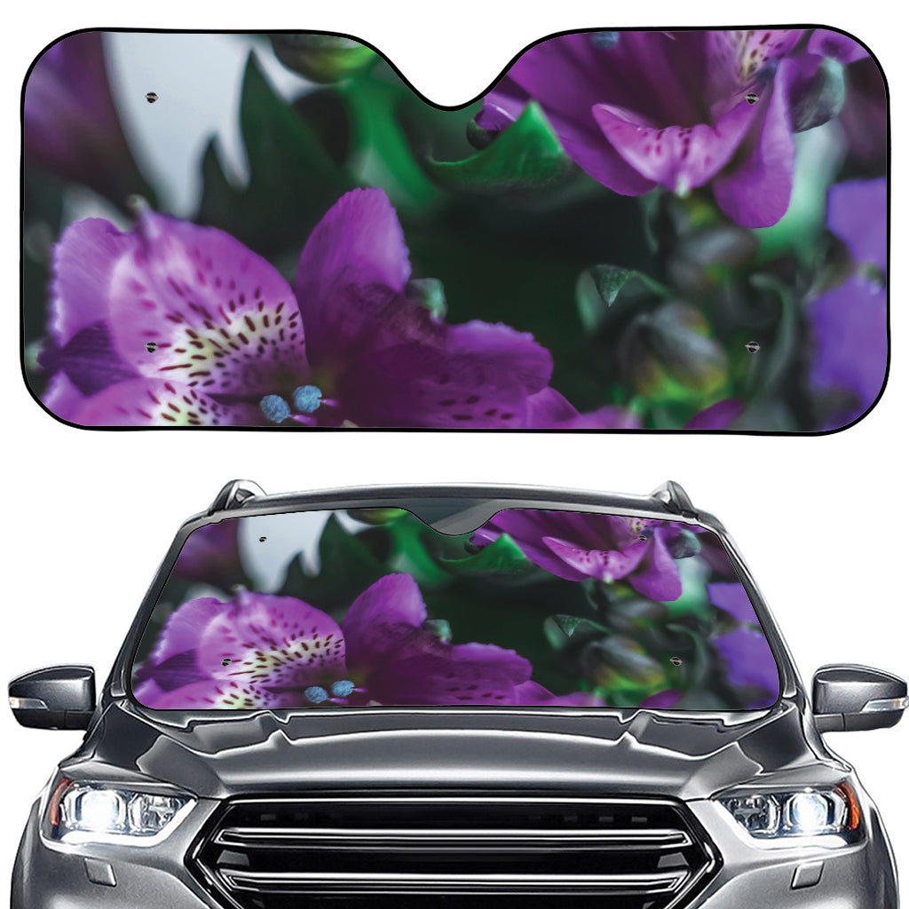 Purple Alstroemeria Print Car Windshield Sun Shade