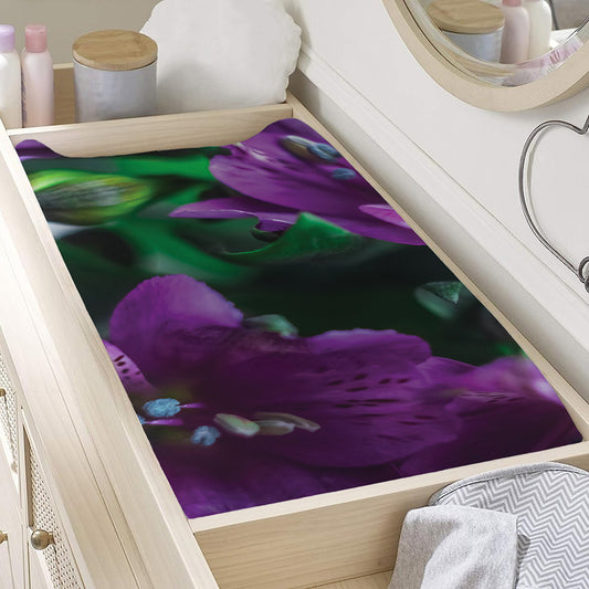 Purple Alstroemeria Print Changing Pad Cover