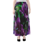 Purple Alstroemeria Print Chiffon Maxi Skirt