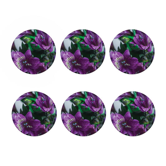Purple Alstroemeria Print Coaster Set