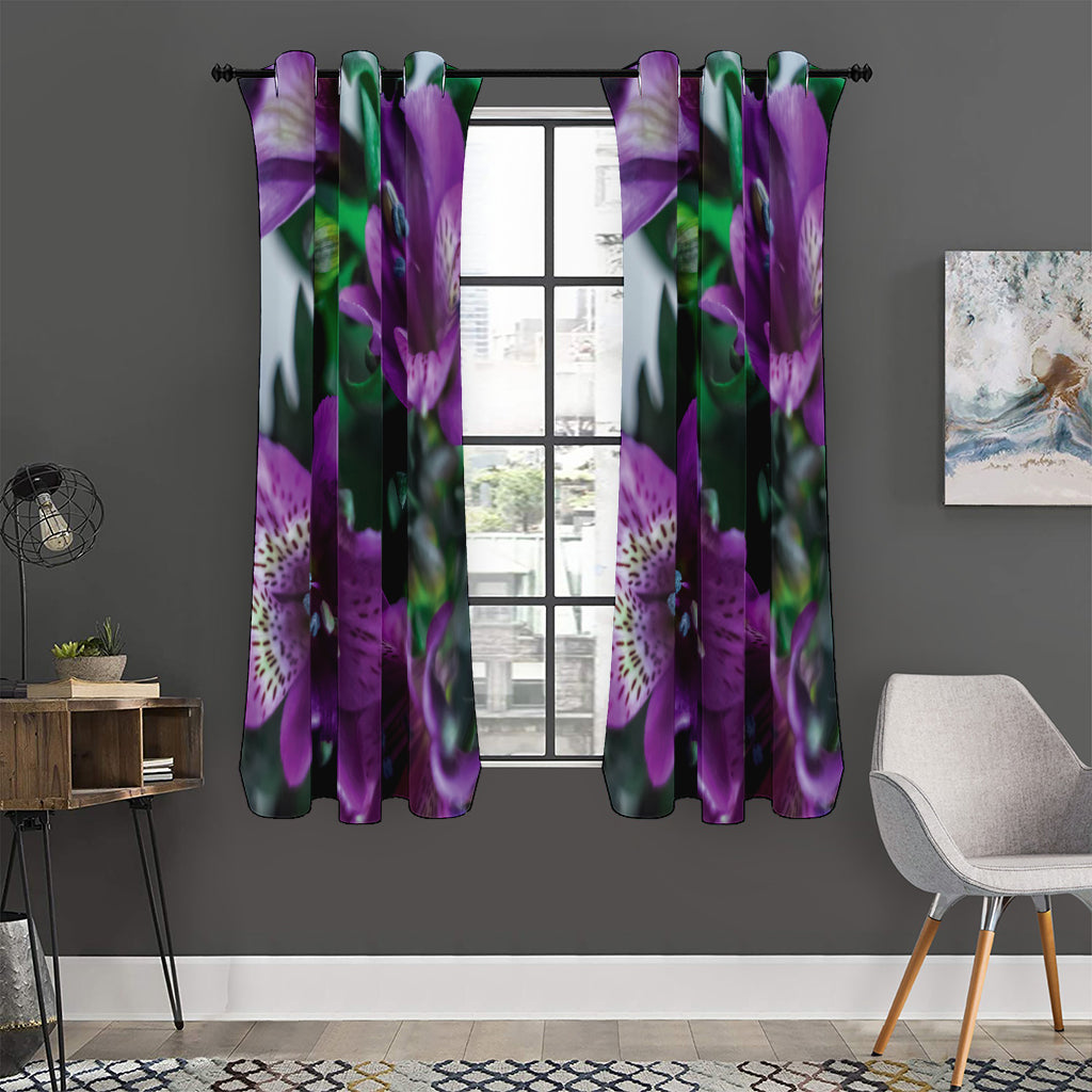 Purple Alstroemeria Print Curtain