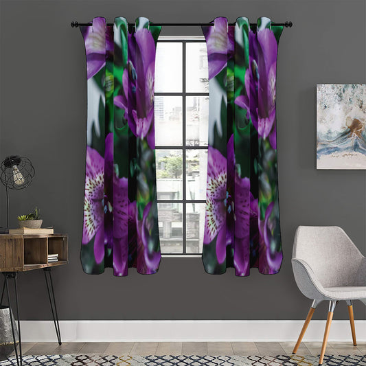 Purple Alstroemeria Print Curtain