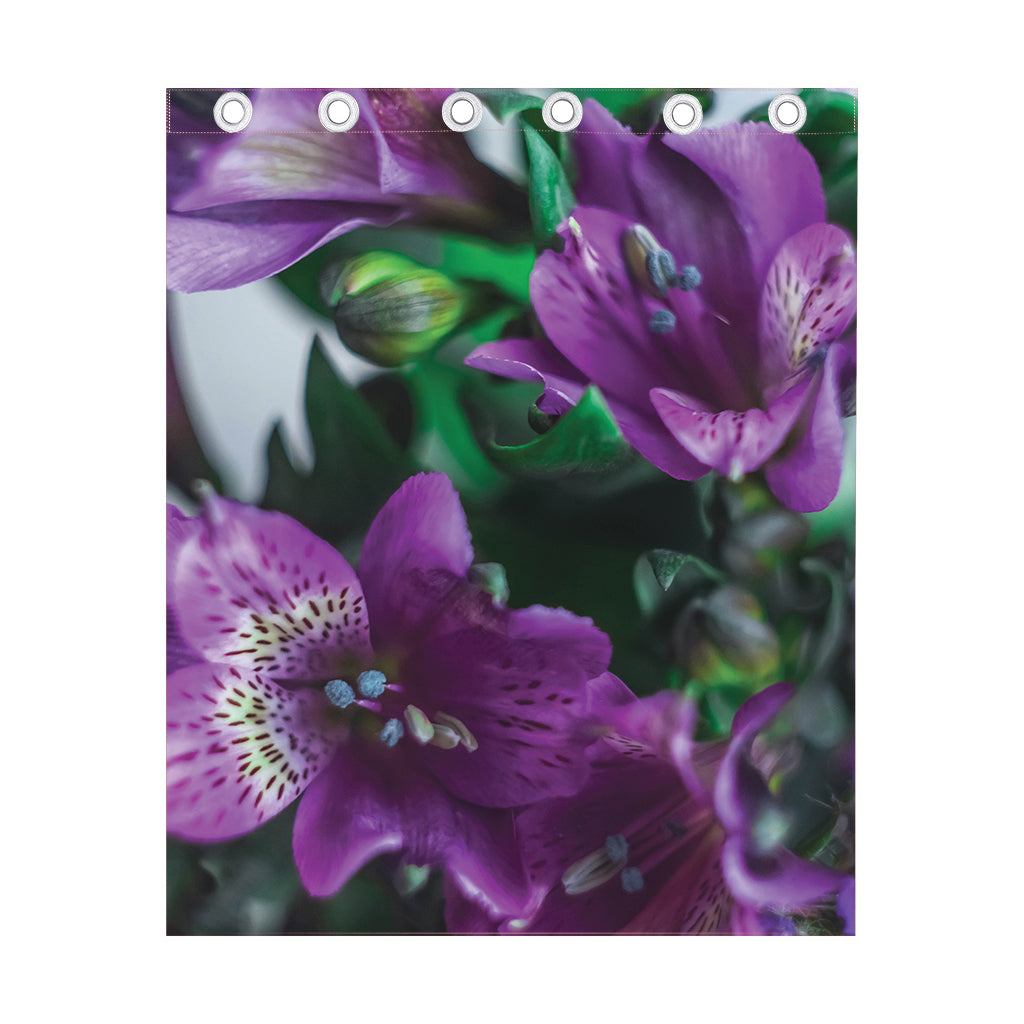 Purple Alstroemeria Print Curtain